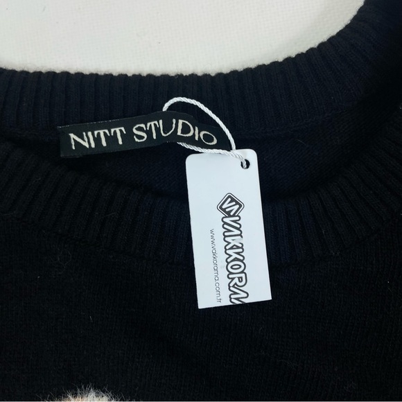 Nitt Studio Jackie O Neck Sweater lambswool blend puppy dog sweater - Picture 5 of 11